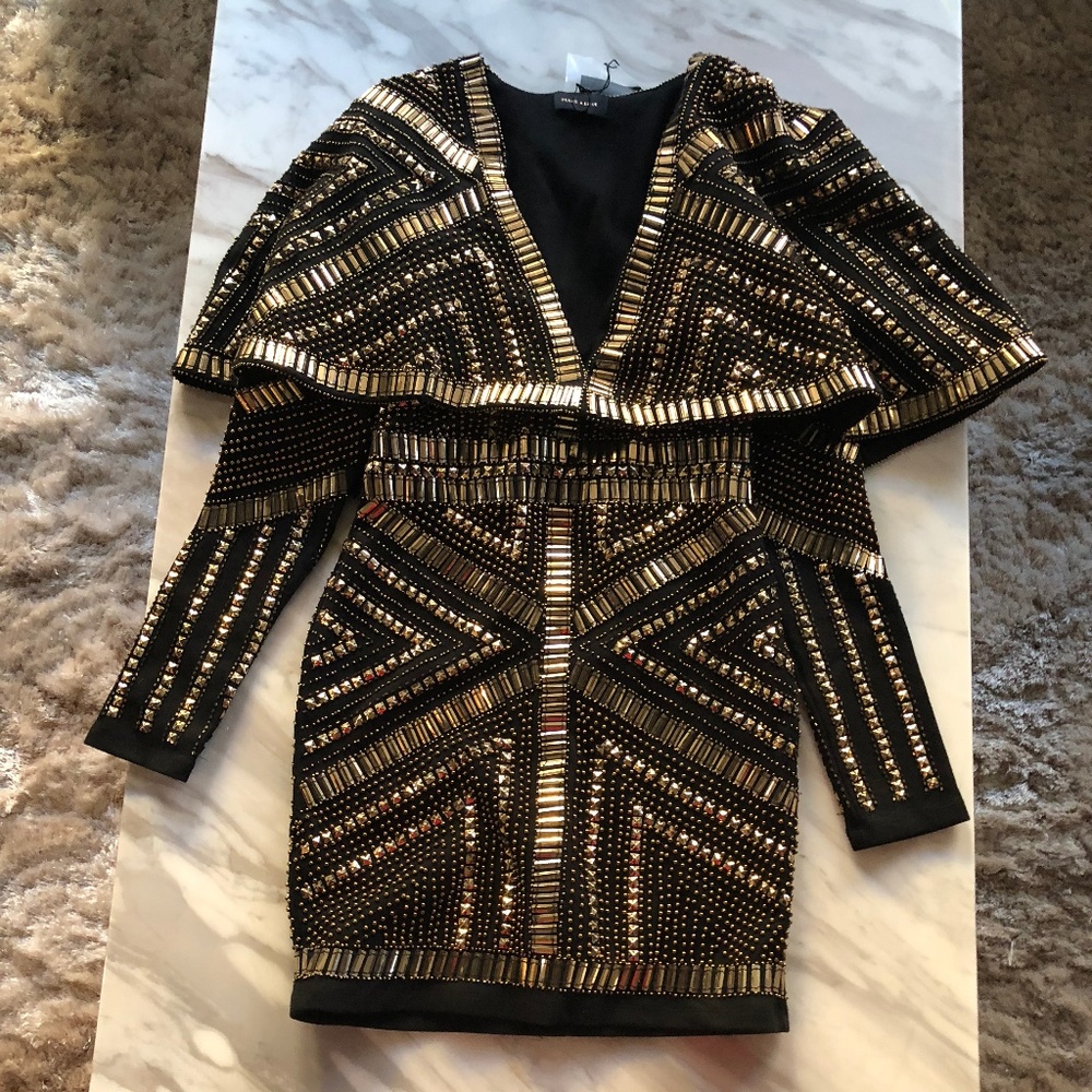 Embellished Cape Dress